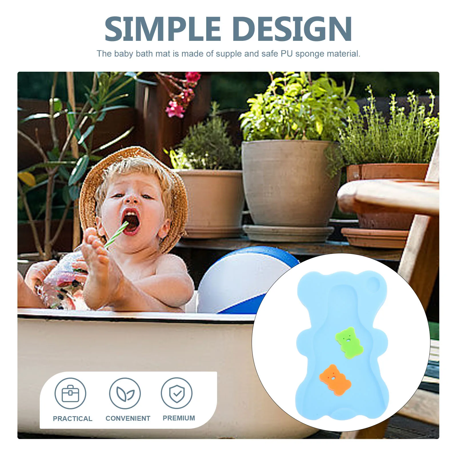 

Bath Cushion Soft PU Sponge Mat Safety Support Non-Slip Cartoon Bath Sponge Cushion