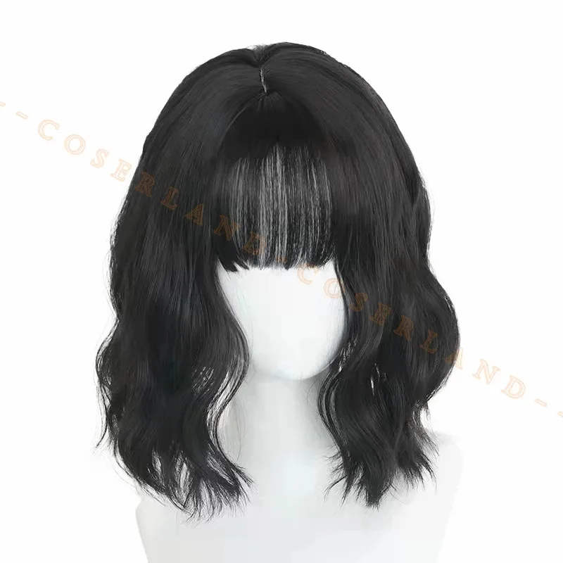

067 Cosplay Wig Game Kang Sae Byeok Black Short Curled Hair Round Heat Resistant Fiber Hair Free Wig Cap Women Wig