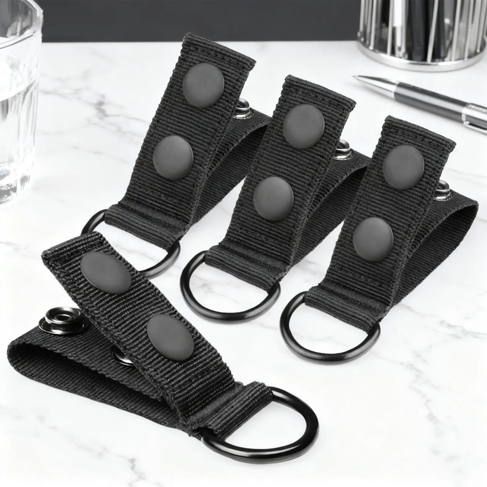 4 Pieces Strap Organizers With Metal Ring Duty Belt Holder Nylon Belt Keepers For Firefighter Work Gear Security Plumbing