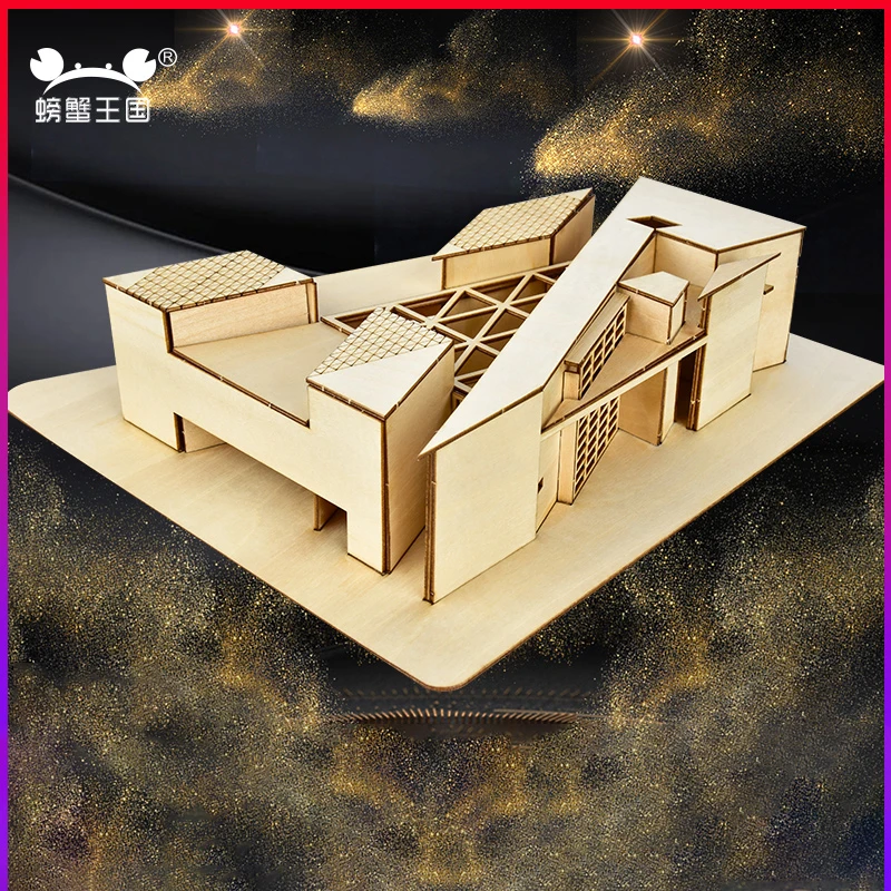 1/100 1/200 Miniature Building Block Prefabricated House Mockup Wooden Construction Set Architecture Material Assembly Model Kit