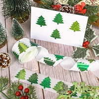 500pcs/Roll Glittering Christmas Tree Sticker Christmas Gift Wrapping Label Sticker Children Reward Sticker Scrapbook Stationery