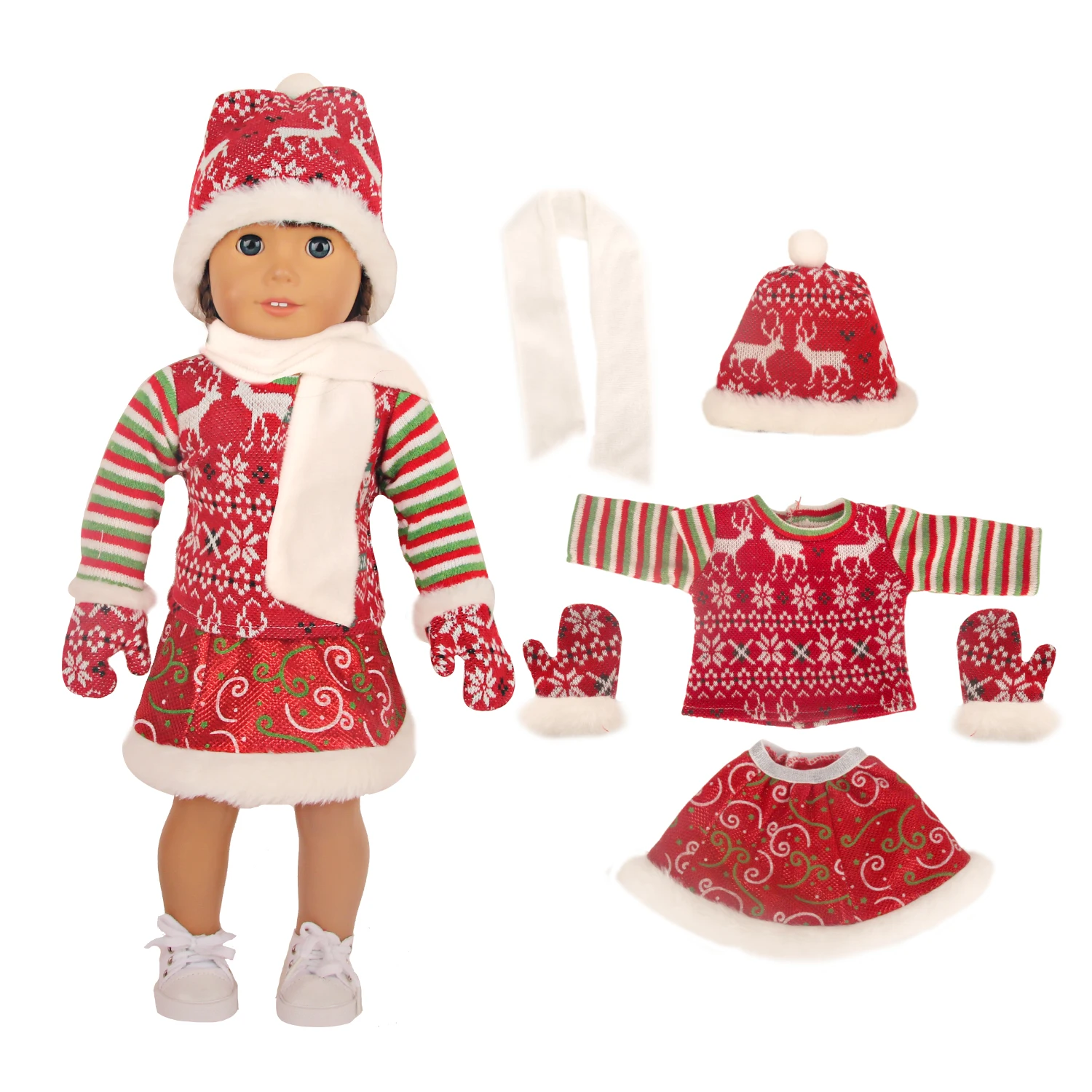 Christmas New Doll Clothes Elk, Snowflake, Snowman Dress Set  For 18 Inch American&43cm Baby New Born,OG,Life Girl Doll Girl Toy