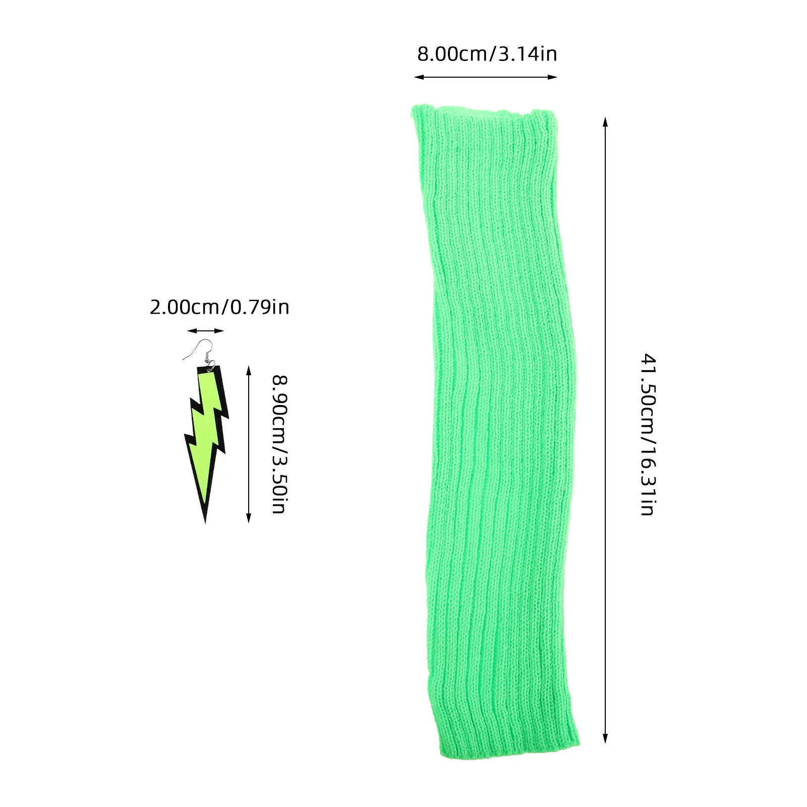 1 Set 1 Set 80er Jahre Retro Party Outfit Neon Spitze Stirnband Ohrringe Halskette Armband Handschuhe Beinlinge für Tanzkostüm Frauen Glow