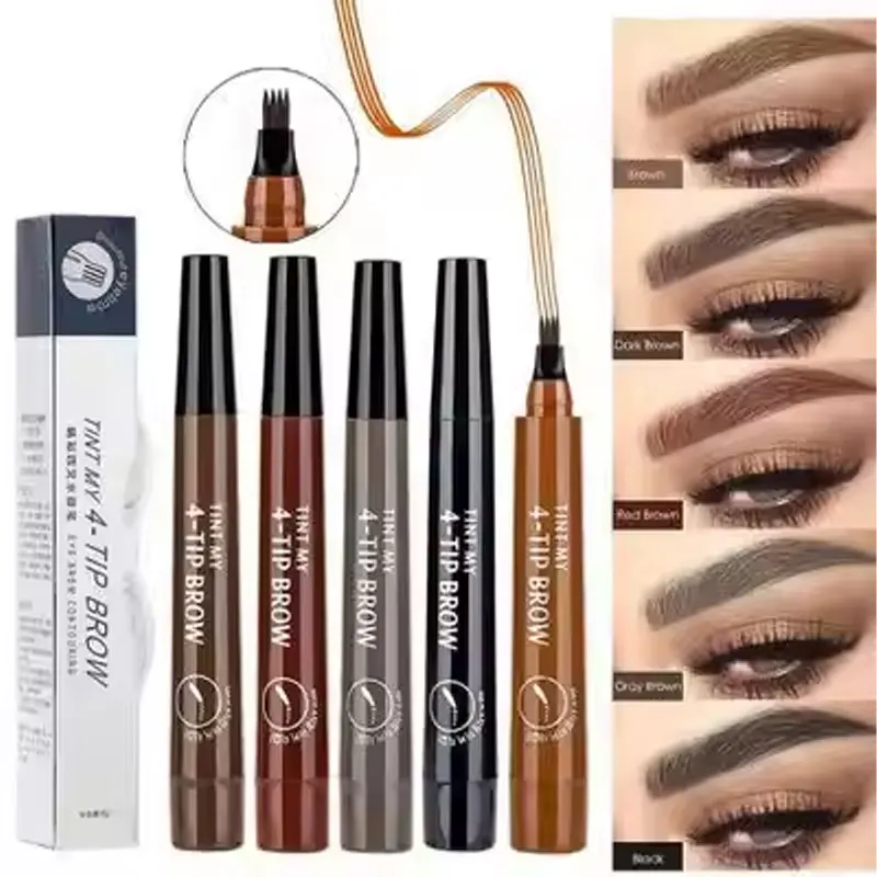 4 Fork Tip Simulation Eyebrow Pencil 3d Waterproof Micro Blade Liquid Eyebrow Enhancer Lasting Without Blending Makeup