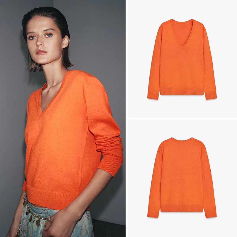 

Простой однотонный ребристый трикотаж V-Ne Long Sve на плоской подошве, Новое поступление, женский осенний трикотаж Faion Basic Sle Crew Ne