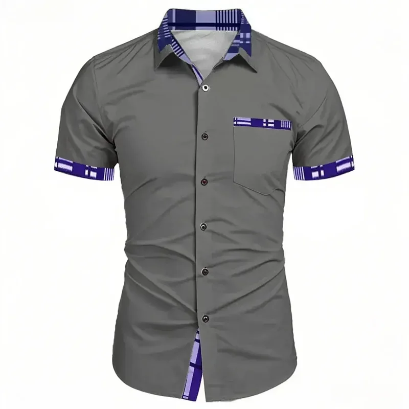 

Men's short-sleeved shirts, high-quality business casual formal wear for parties, 8 colors of wrinkle-free lapels, tops