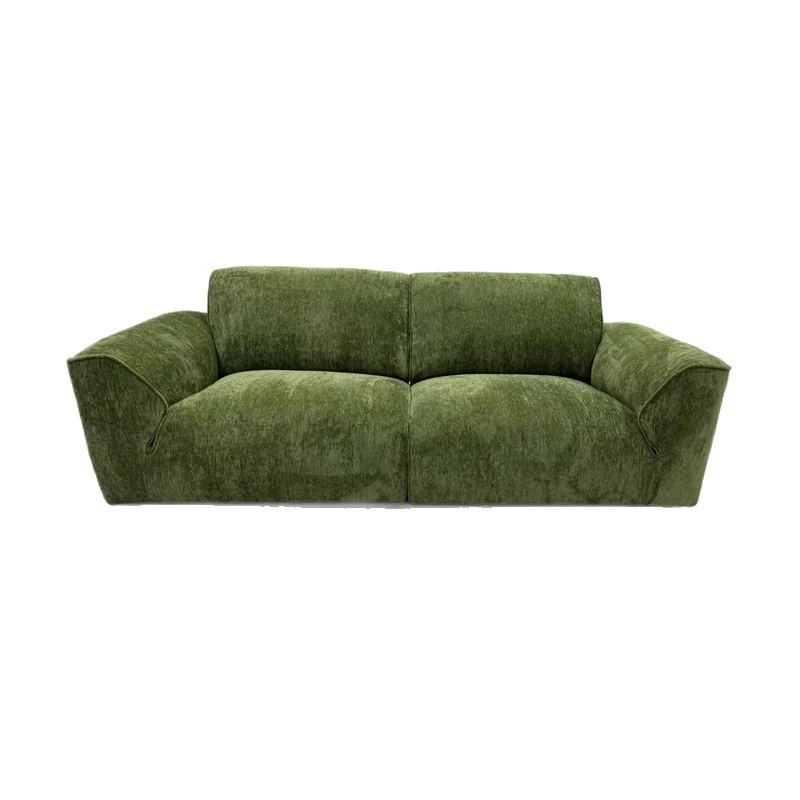 French retro sofa straight row three-person small apartment sofa