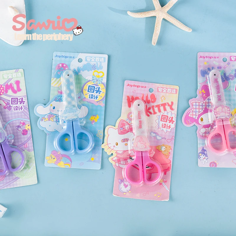 12pcs New Sanrio Anime Kuromi Round Head Scissors Hello Kitty Creative Student Scissors Learning Peripheral Stationery Wholesale