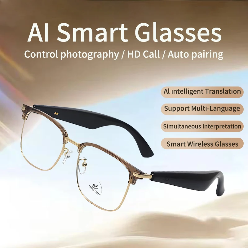 

GY600 Смарт-очки 100+ онлайн-языка AI Автоматический перевод диалога Bluetooth-очки с динамиком Спортивная защита от ультрафиолета