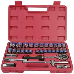 1/2 Inch Blue Drive Socket Wrench Set for Automotive Repair & Household Mechanic Tools Kit Bit Sockets Metric Ratchet Sets 2024