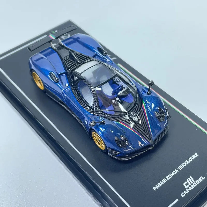 In Stock 1:64 carbon fiber blue tricolor flag alloy car model die-cast static car model creative display item holiday gift