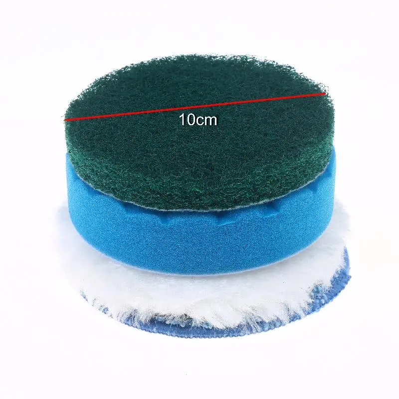 1/3/5Set 4inch Flocking Hexagonal Sponge Electric Cleaning Brush Head Accessories Polishing Pad Sponge Wheel Polishing Disc Sc