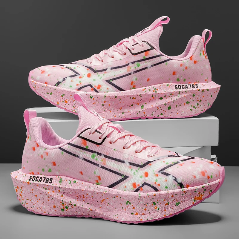 Unisex Couple Running Shoes Breathable Mesh Lightweight Shock Absorption Sports Sneakers for Men Women