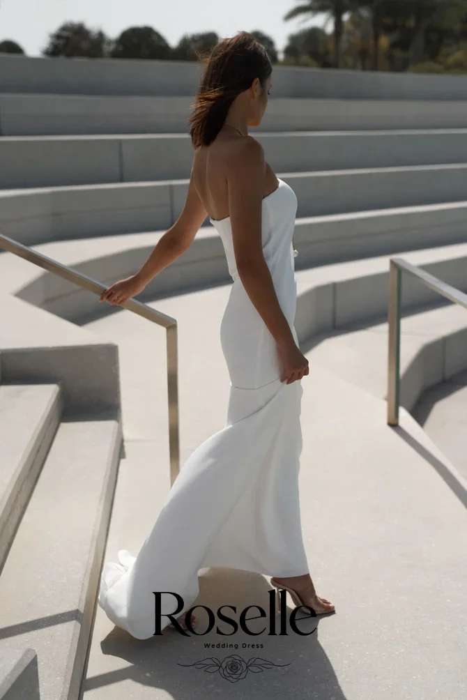 ROSELLE Simple Strapless Sleeveless Sheath Elegant Wedding Dress White Women Tulle Cape 2026 Bridal Customized свадебное платье
