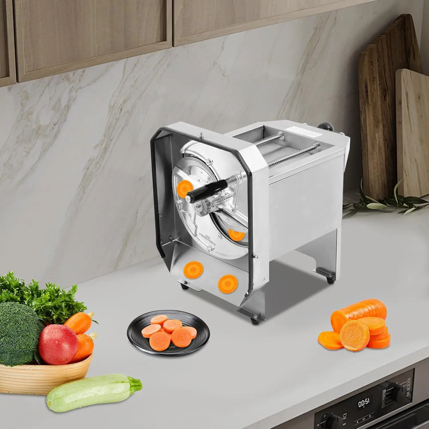 Electric Banana Slicing Machine 0-0.35in Adjustable, Commercial Stainless Steel Fruit & Vegetable Slicer, 2-in-1 Electric & Manu
