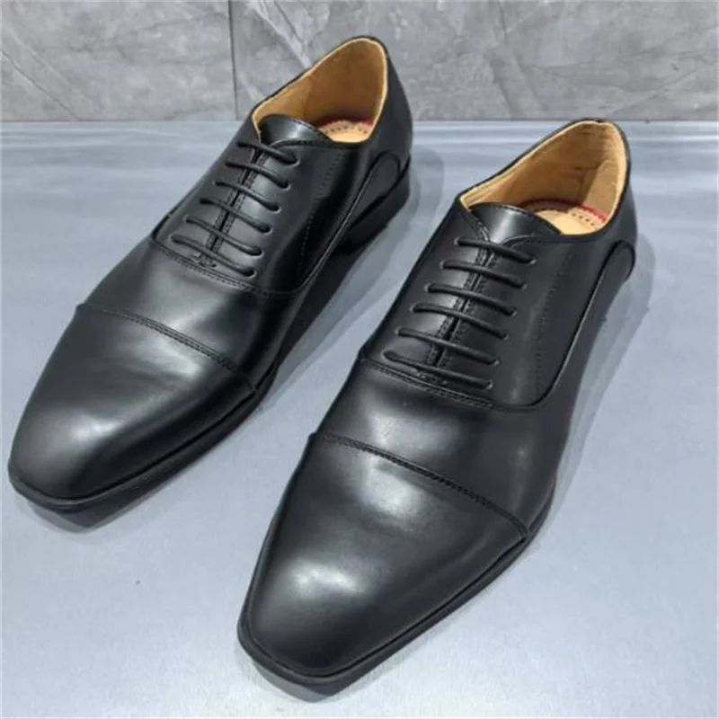 Crossover Strap Shoes for Mens Square Toes Low Heels Sewing Lines Male Leather Loafers Chassure Hommes Shallow Zapatos Hombre