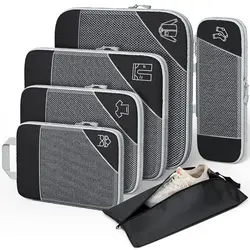 3/6Pcs Gecomprimeerde Verpakking Cubes Reizen Opslag Set Met Schoen Zak Mesh Visuele Bagage Organizer Draagbare Lichtgewicht Koffer tas