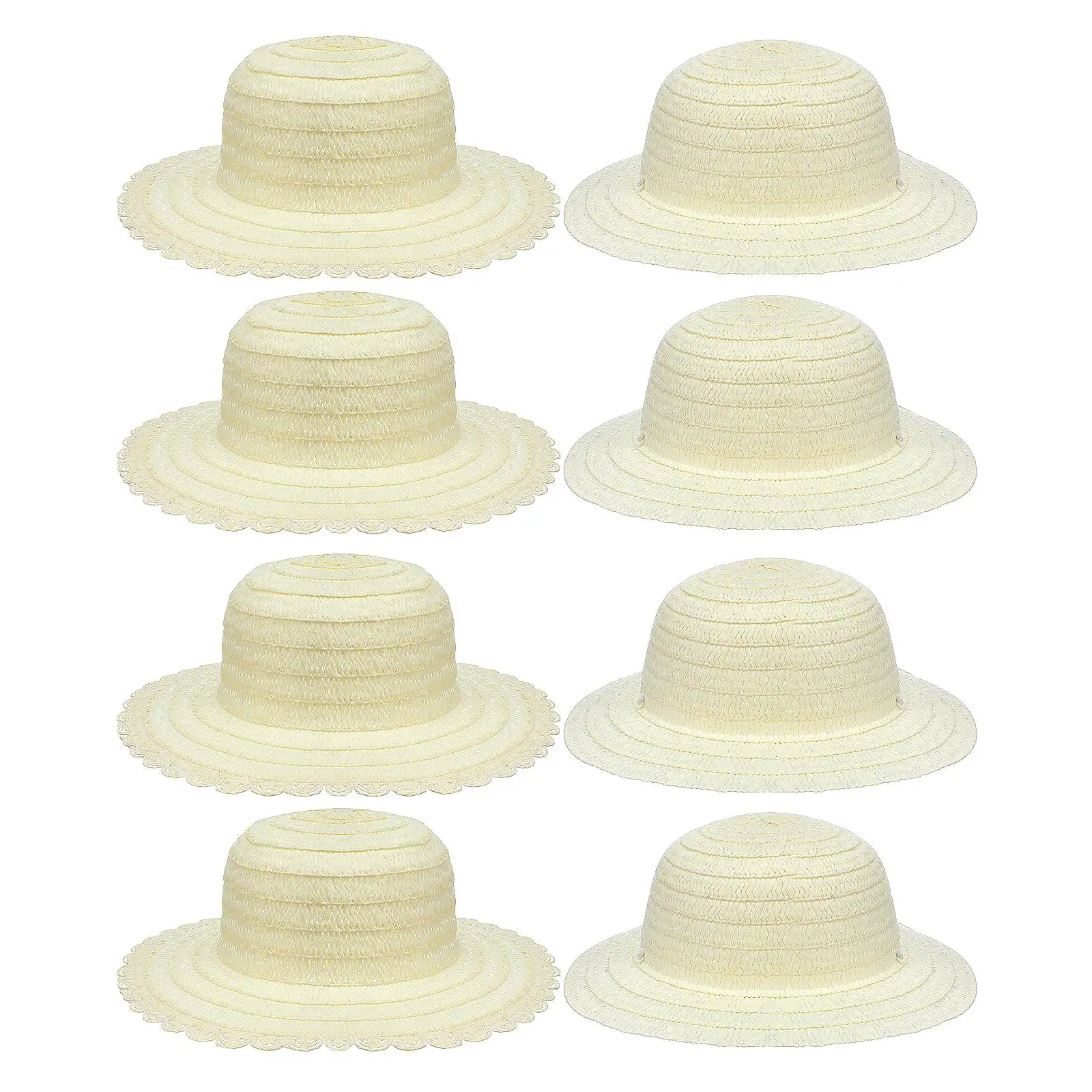 

8 Pcs Hats for Painting Craft Kits Plain Unfinished DIY Summer Party Straw Hats For Children Favor Girls