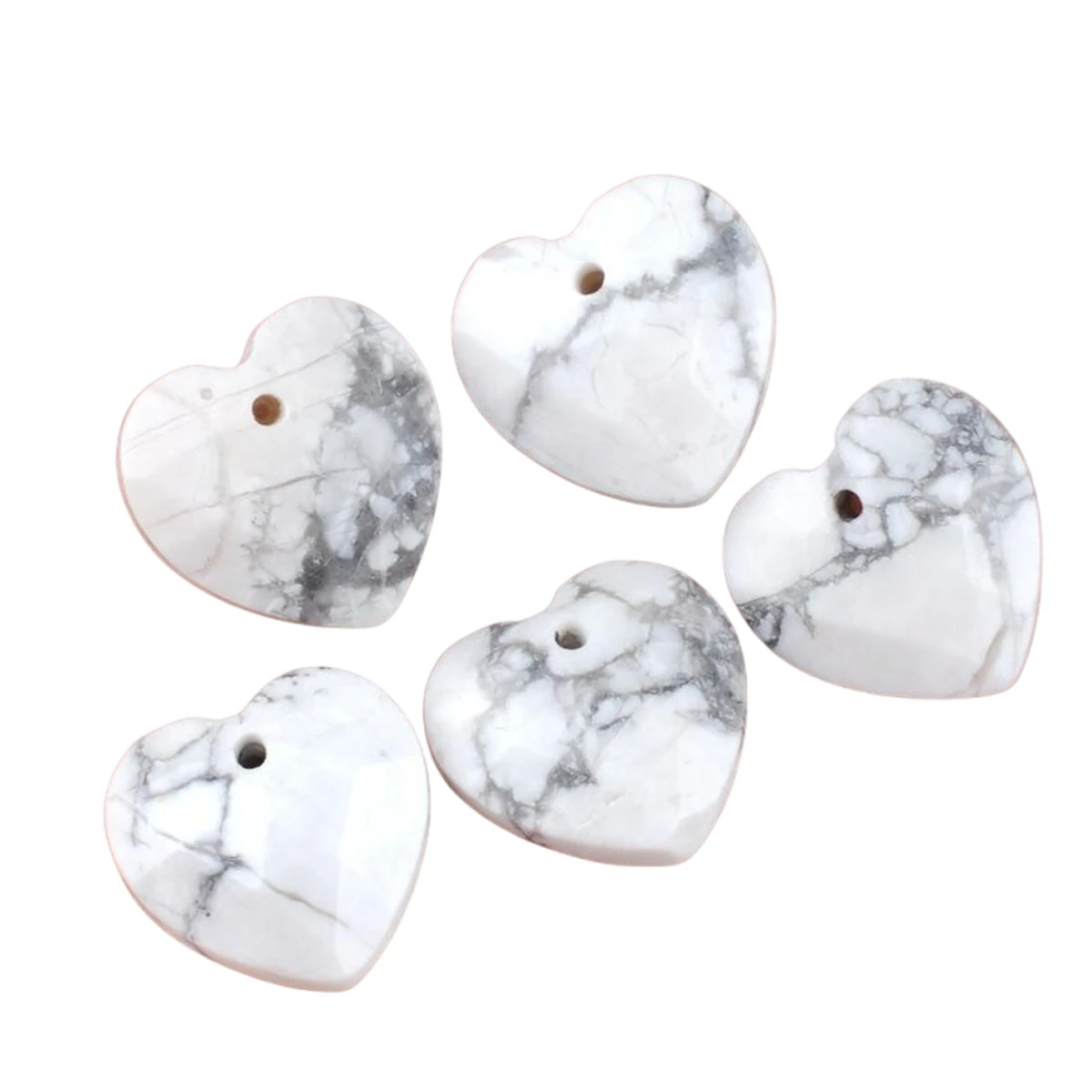 المبهر 13 مللي متر Howlite الفيروز الأوجه القلب حجر الخرز 5 قطعة كريستال سحر ل الحب صنع المجوهرات الأوجه قلادة الأحجار الكريمة #1