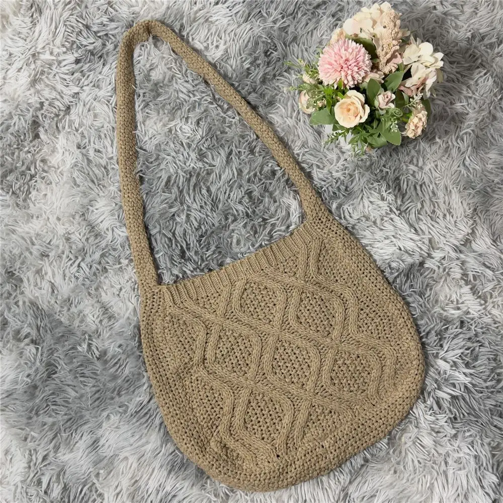 Fashion Women Hollow Woven Shoulder Bags Large Capacity Crochet Hobo Bag Knitting Handbags Female Tote Bag Shopping Bag