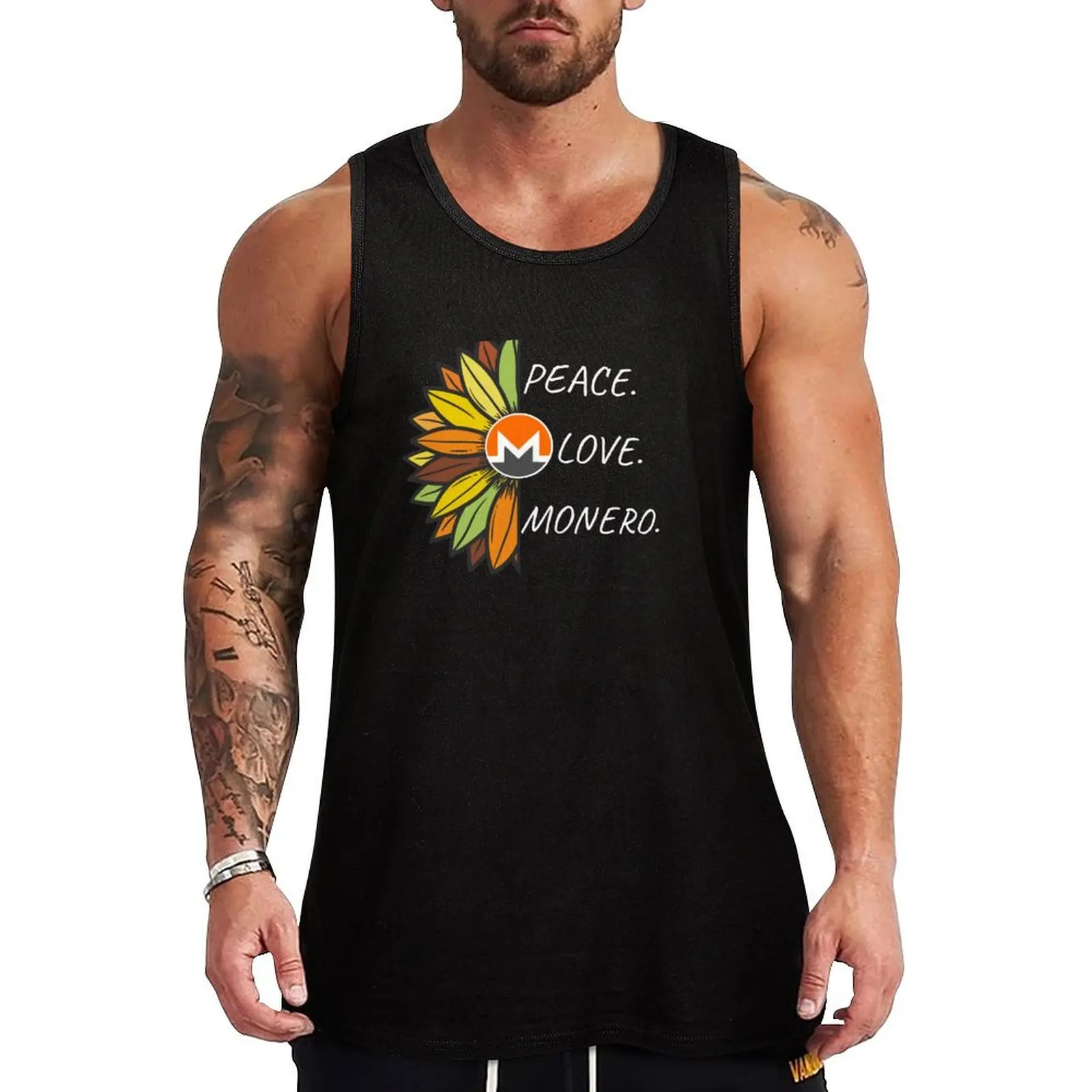 

Peace. Love. Monero. Tank Top Men's summer vest gym t shirt men sleeveless shirt man gym training weight vest