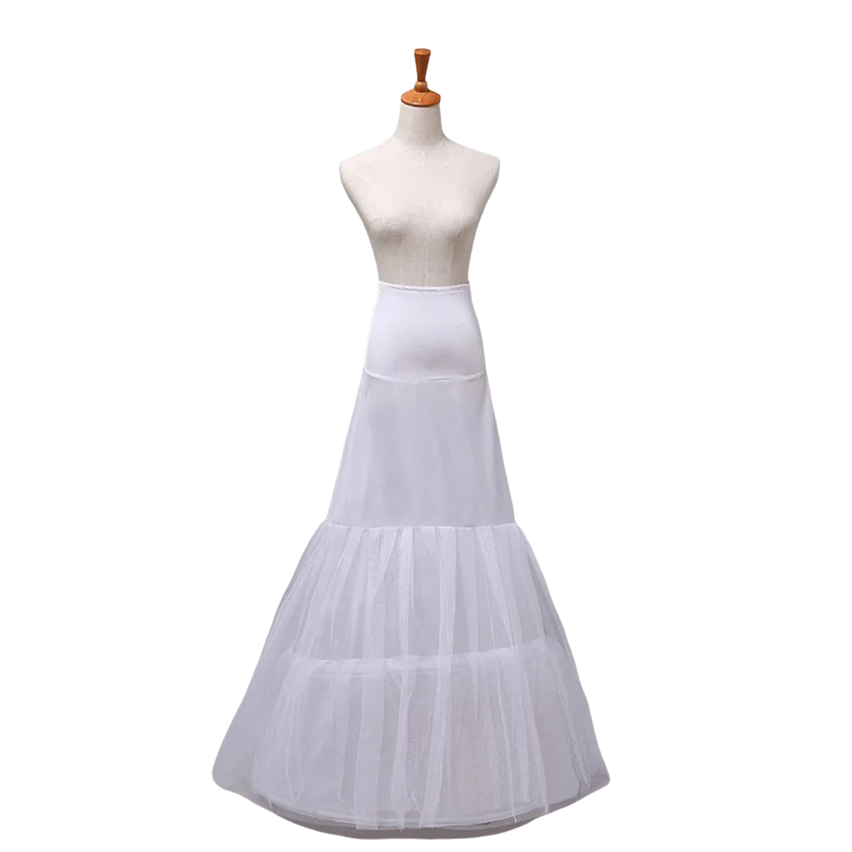 2 Hoops White Petticoats Underskirt Slip Mermaid Fishtail for Wedding Dress