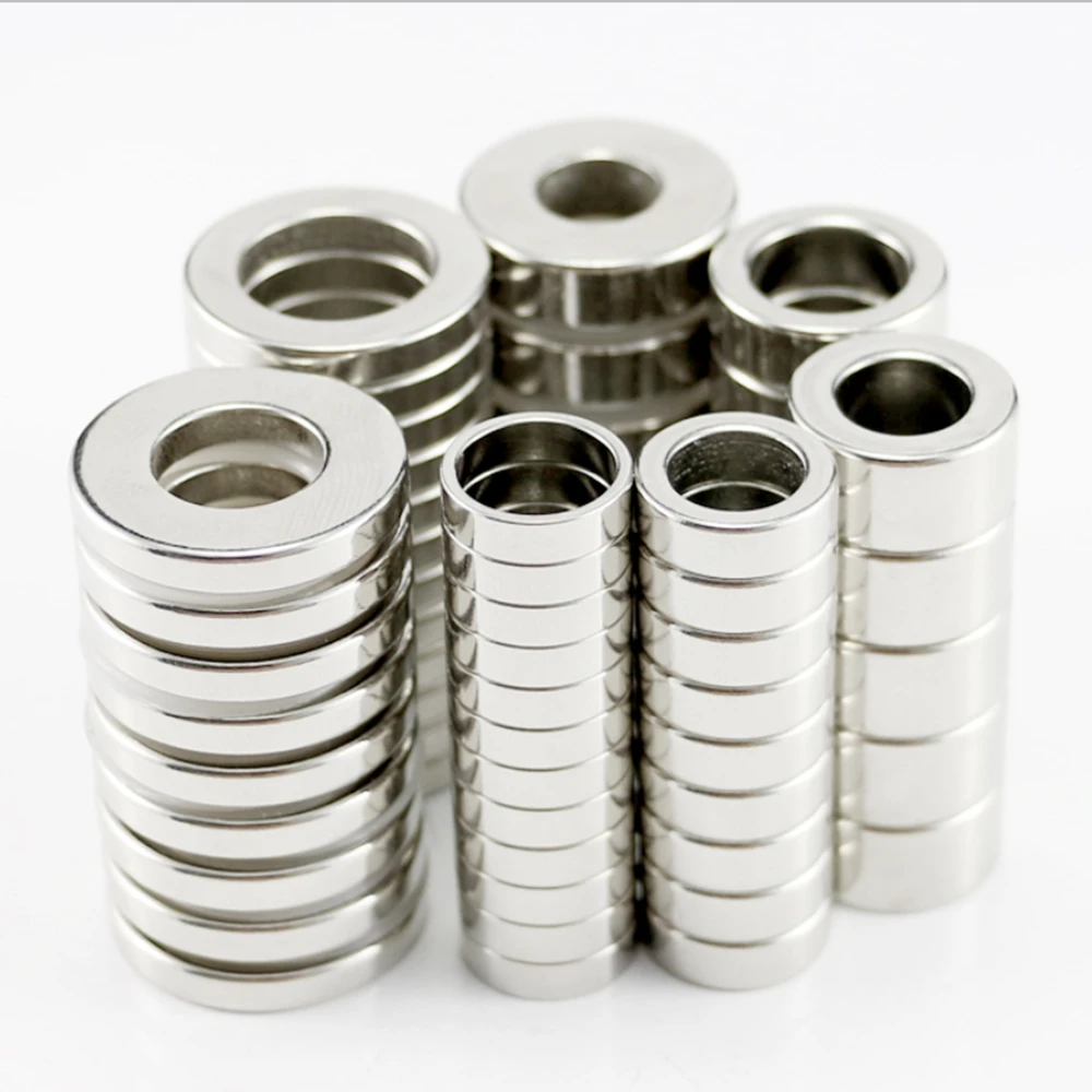 Round Rare Earth Neodymium Magnets With Hole Ring Neodymium Magnet Super Strong Neo Permanent Magnetics Round With Hole Magnetic