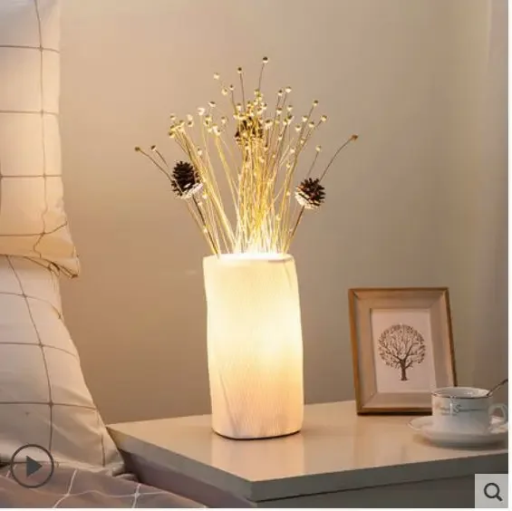 

Creative small table lamp bedroom bed room ceramic flower arrangement gift warm romantic decoration lamp