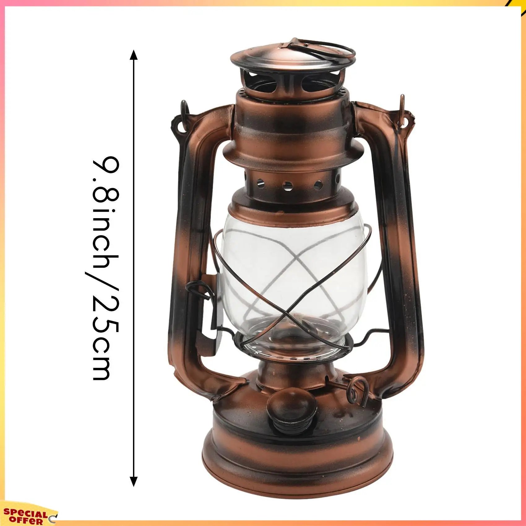 ABFI 4Pcs 25Cm Iron Antique Bronze Oil Lanterns (Cover) Nostalgic Outdoor Camping Lamp Leak Proof Seal Outdoor Camping Light