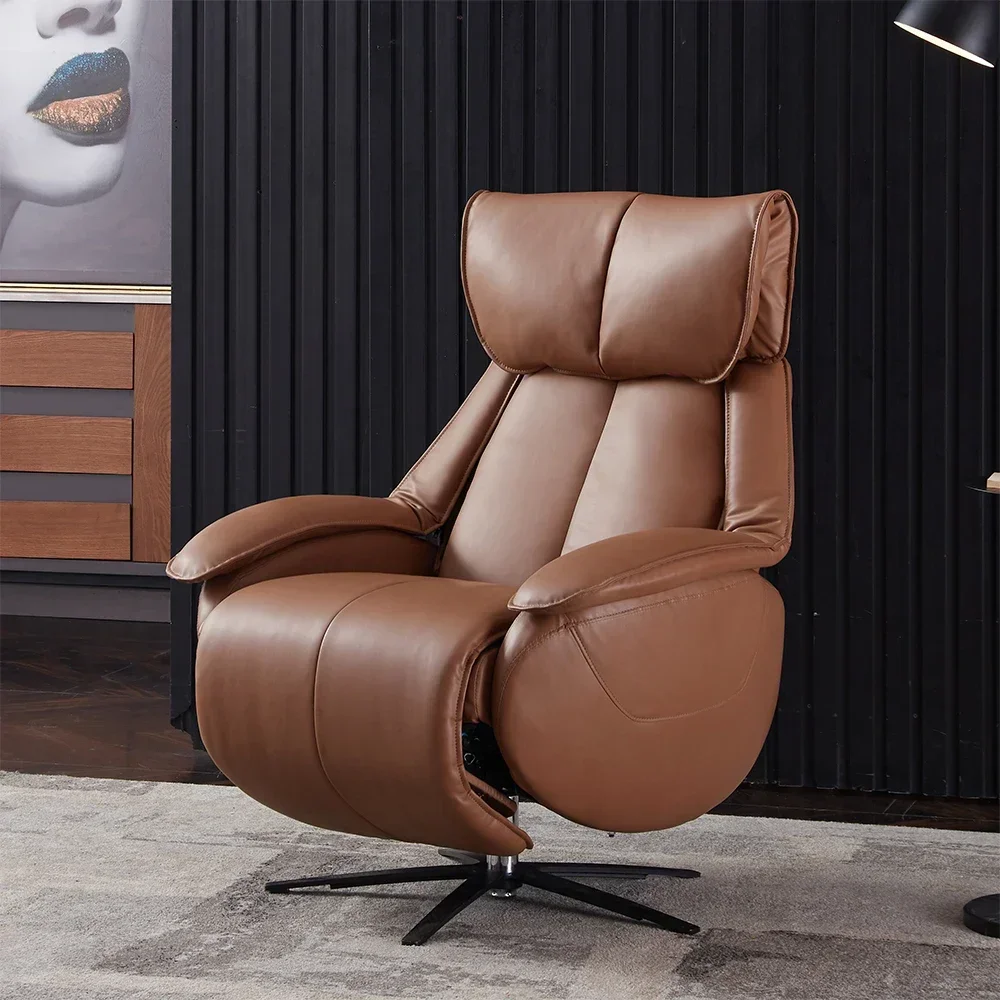 First-class Italian light luxury leather sofa, simple modern living room single multi-functional electric cabin boss recline
