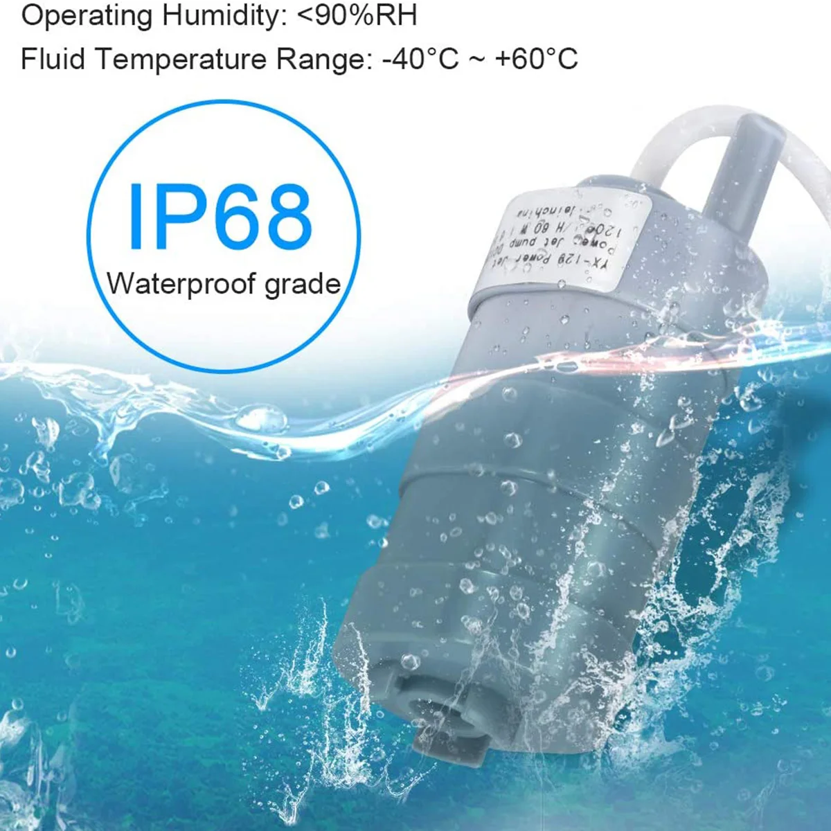 12 Volt Submersible Pump 1500LH Flow and 5M Head for Camper for motorhome Tent Use and Scientific Research Applications