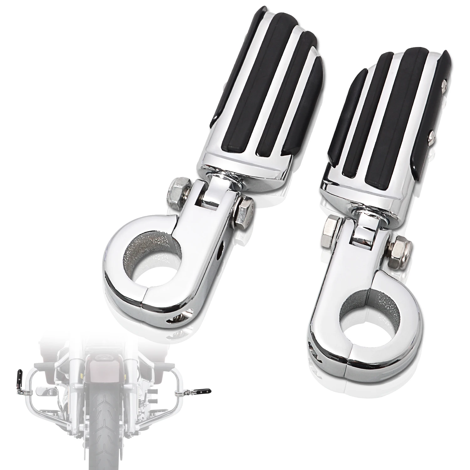 Motorcycle Foot Pegs 32mm Highway Engine Guard Bar Mount Clamps Footrest Pedal For Harley Yamaha Suzuki Universal Footboards