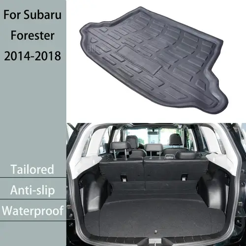 Imagen 1 del producto Para Subaru Forester SJ 2013 2014 2015 2016 2017 2018 alfombrilla trasera para maletero de coche revestimiento de carga bandeja de suelo de maletero accesorios de alfombra EVA 3D
