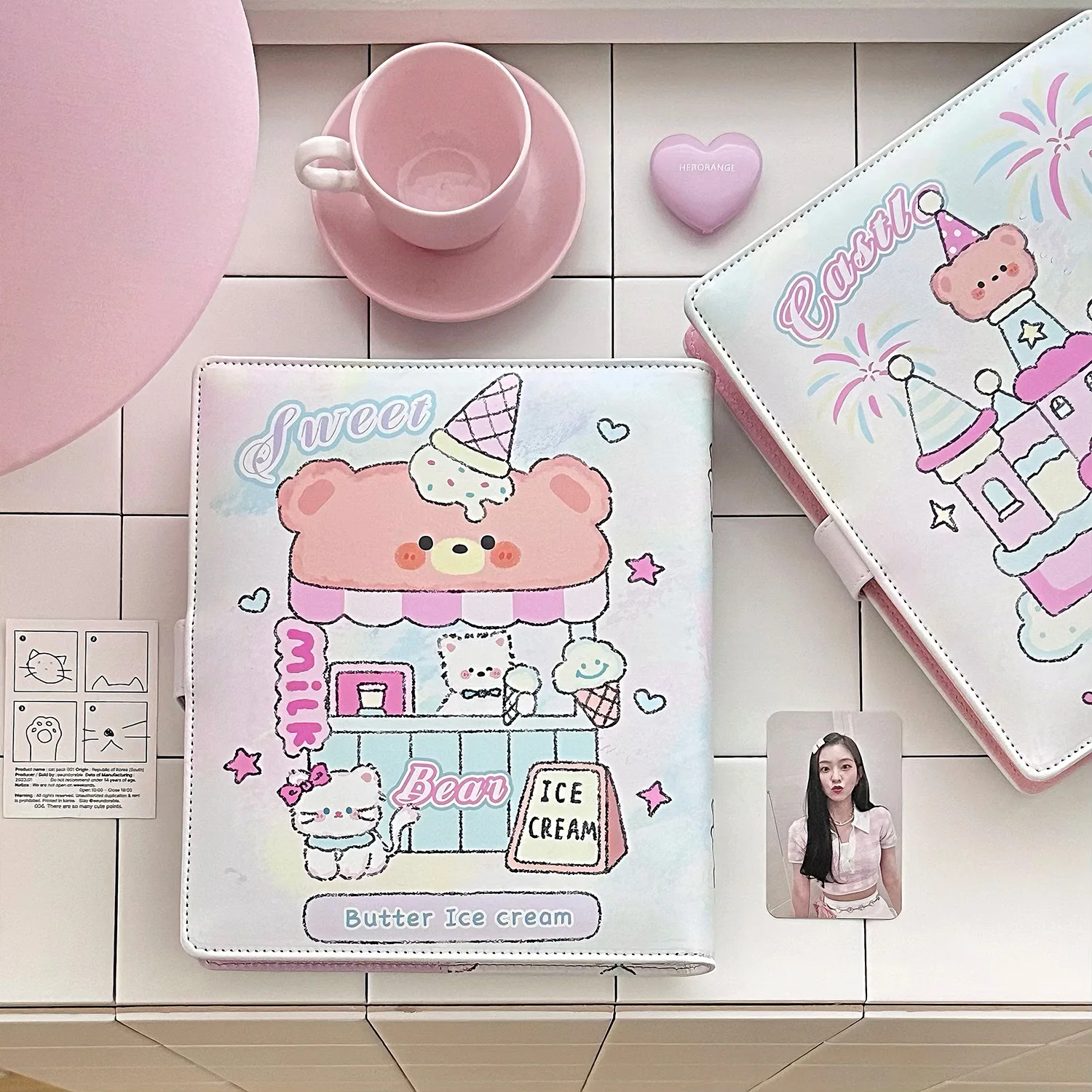 A5 Loose Leaf Photo Album Rose Meow DIY Binder Photocards Collect Book Diary Agenda Planner DIY Cover Album Stationery