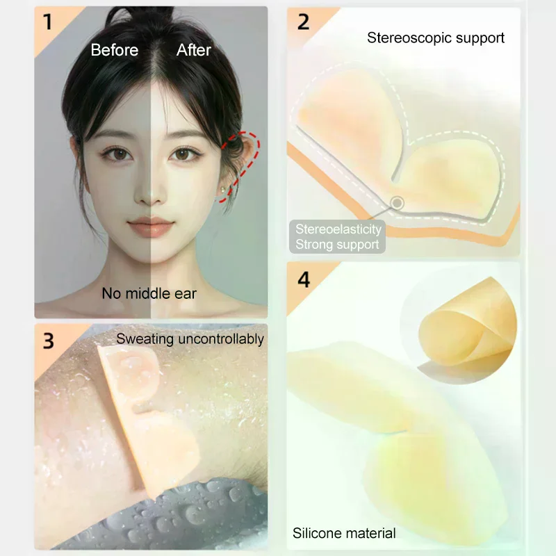 1/2/3Pairs 5D Elf Ear Support Stickers Invisible Ear Corrector Earlobe Support Patches Elf Ear Makeup V-Face Stickers Easy Use