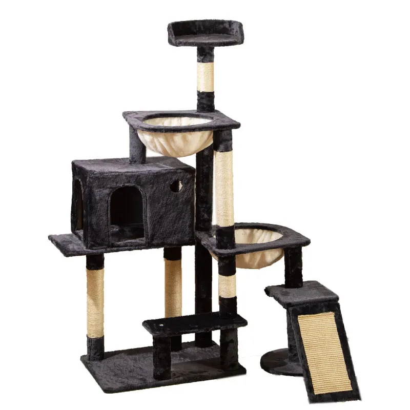2024 Luxury Simulation Cat Tree – Wooden Climbing Bed & Nest for Scratching and Relaxation