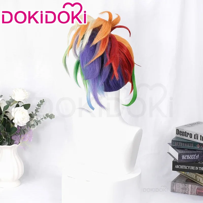 

Конфеты 2025 В НАЛИЧИИ Dashh мультфильм DokiDoki женские 35 см милые радужные волосы переливающиеся косплей бесплатный парик