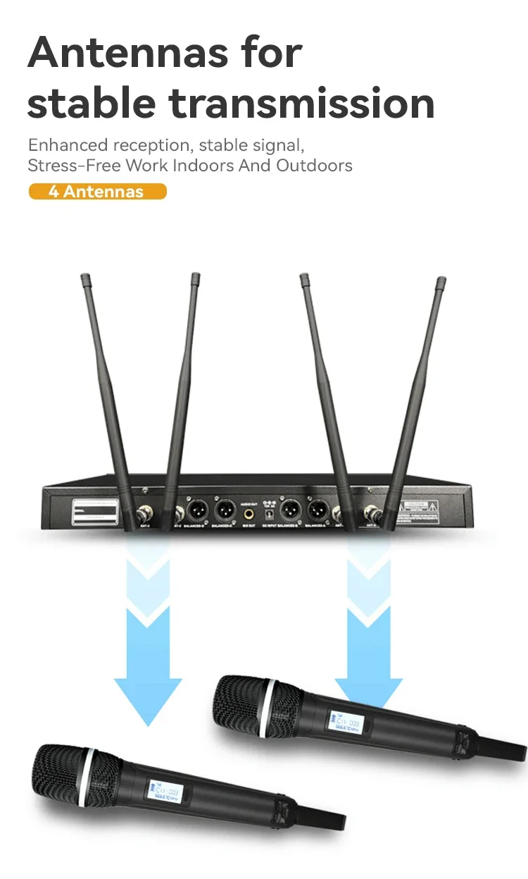 Paulkitson SKM 9900 Digitales Drahtloses Mikrofonsystem Professionelles True-Diversity 1-zu-4 Handmikrofon für Bühnenauftritte und KTV – Detail 10