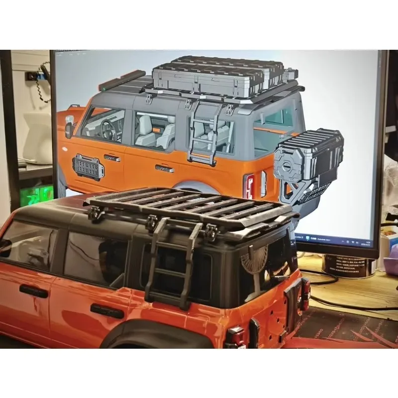 For KM Bronco Raptor 1/8 RC Crawler Roof Platform Rear Wing Side Ladder Side Window Extension Upgrade Decoration Accessories