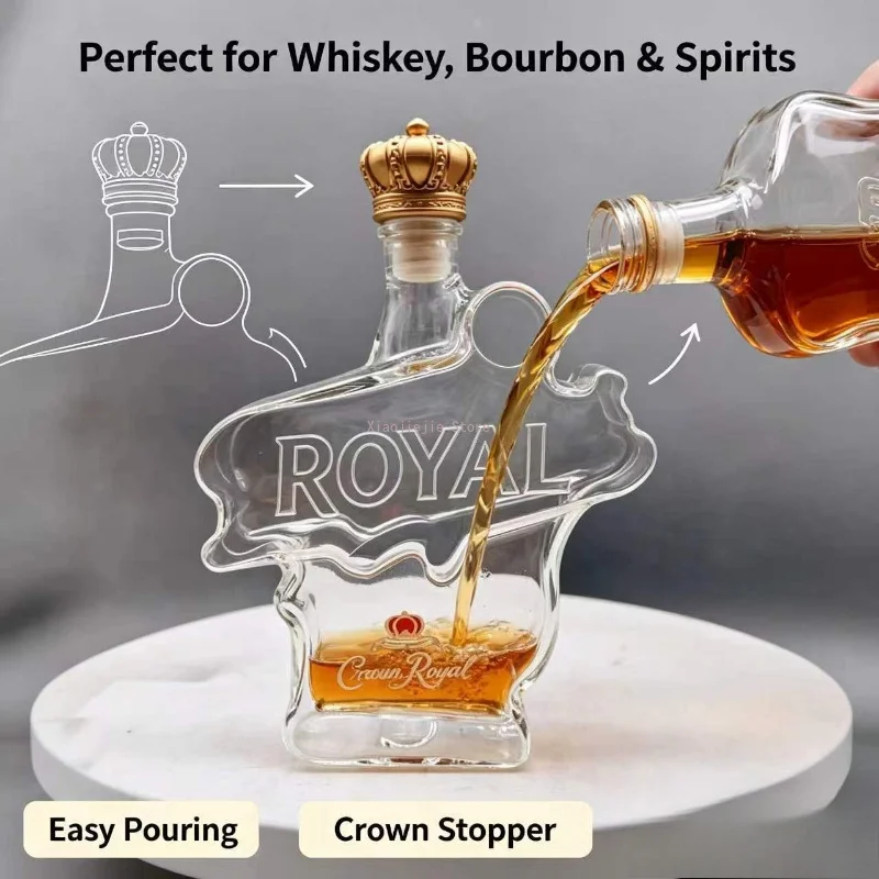 350ml Unique Contoured Glass Liquor Decanter Whiskey Storage Bottle Decor Home Bar Accessory Housewarming Gift