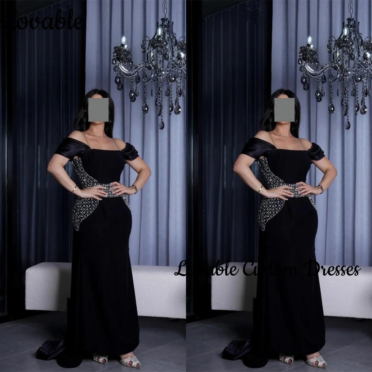 

فساتين سهرة فخ Alma네 Viss즙ilig화ustomize Mermaid Off-The-Shoulder Dresses For Prom Floor-Length Zipper Up Beaded Коктейльные платья Короткие S