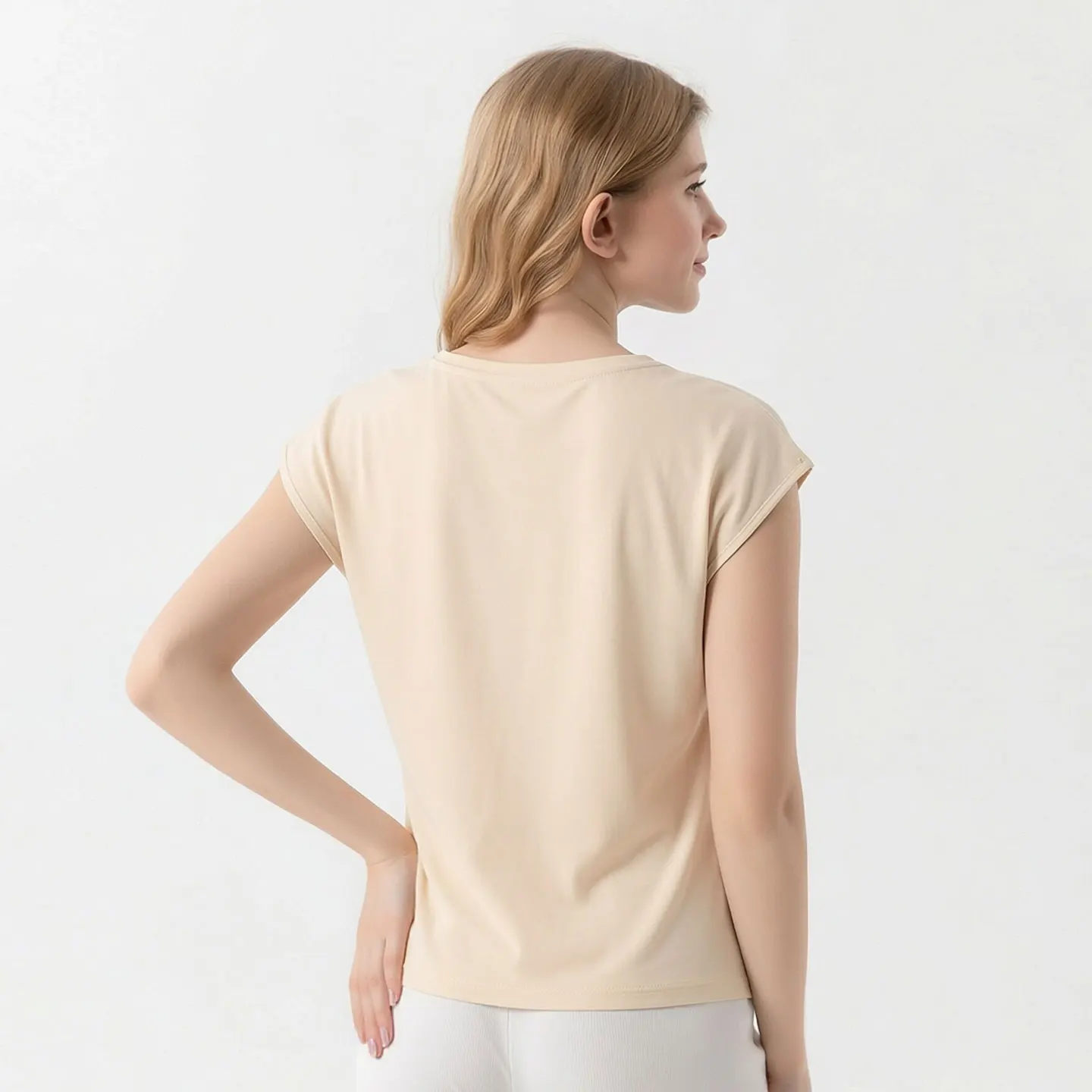 Women's 100% Mulberry Silk Cami Top, Crew Neck Cap Sleeve Slim-Fit Short Sleeve Base Layer Vest