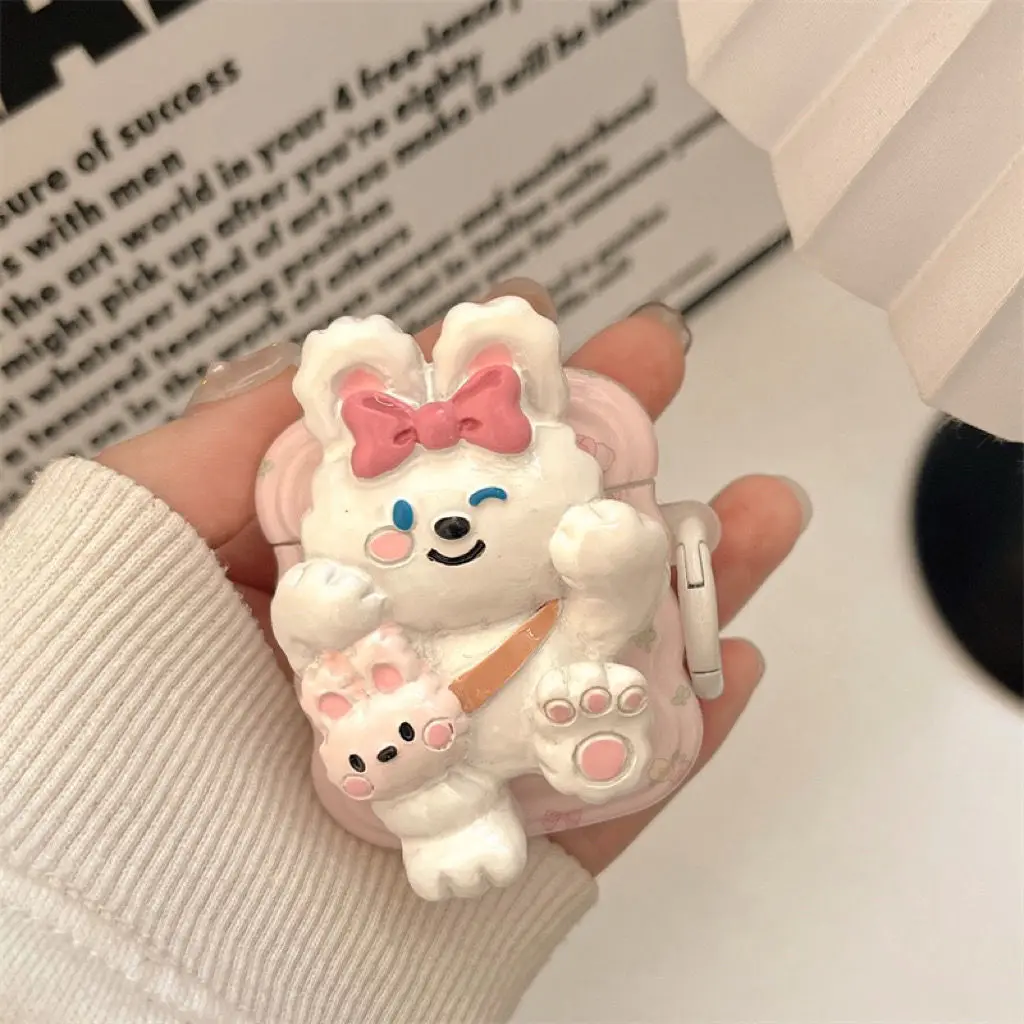 3d Cartoon Backpack Bunny Headset Case,for AirPods 1 2 3 Pro 2rd ,Soft Anti-fall Protect Cover Fundas Protect Coque