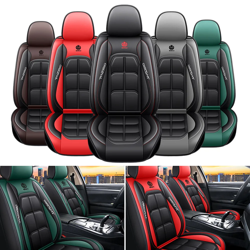 Universal Car Seat Cover PU Leather Front Seat Cover Rear Split Bench Cover All Season Easy Install Seat Protection for Car SUV