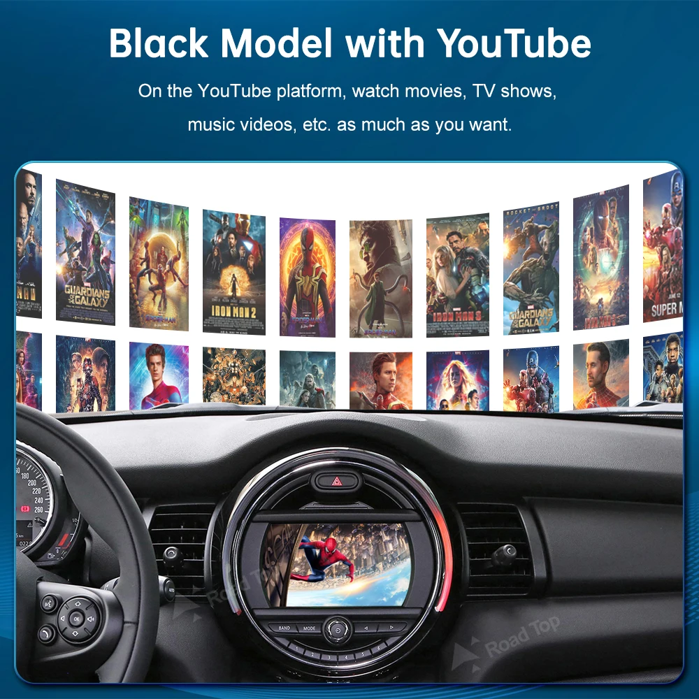 RoadTop Wireless CarPlay Android Auto لـ Mini R55 R56 R57 R58 R60 R61 F54 F55 F56 كلوبمان كونتري مان كوبر جون كوبر يعمل