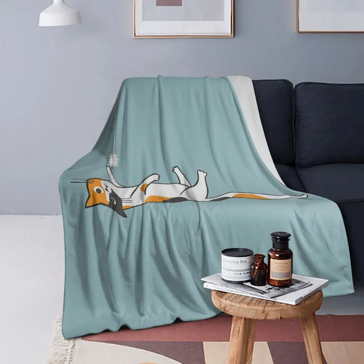 

Funny Bored Calico Kitty Cat Blankets Soft Warm Flannel Throw Blanket Cover for Bed Living room Picnic Travel Home Couch
