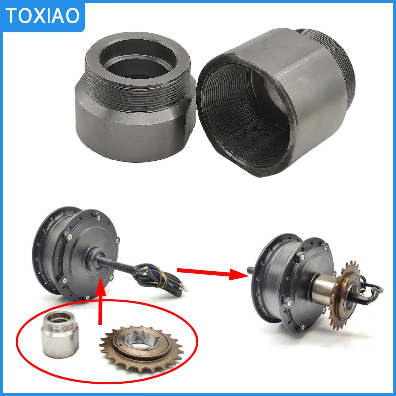 Electric bike freewheel adapter thread-on spacer that positions a single speed freewheel for proper chain alignment