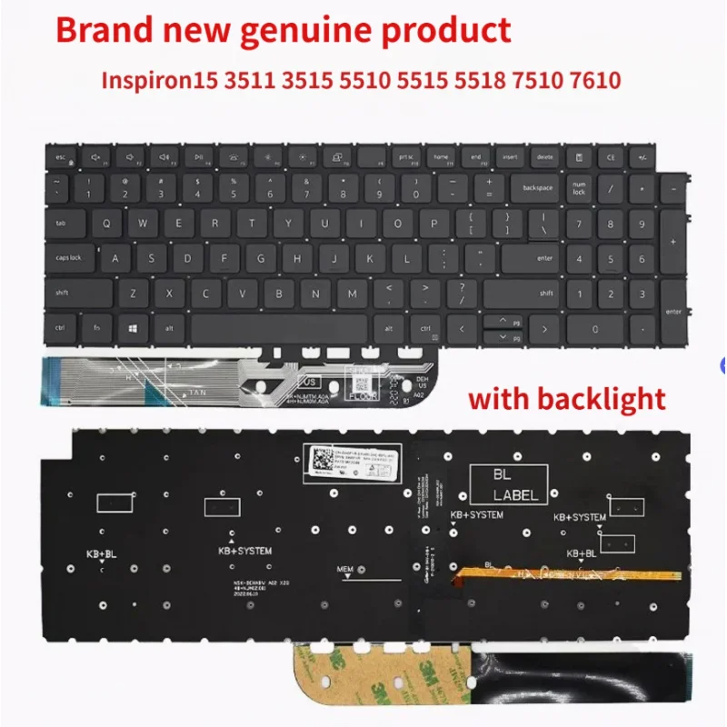 

Новая клавиатура для ноутбуков Dell Inspiron 15 3511 3515 5510 5515 5518 7510 7610 с подсветкой