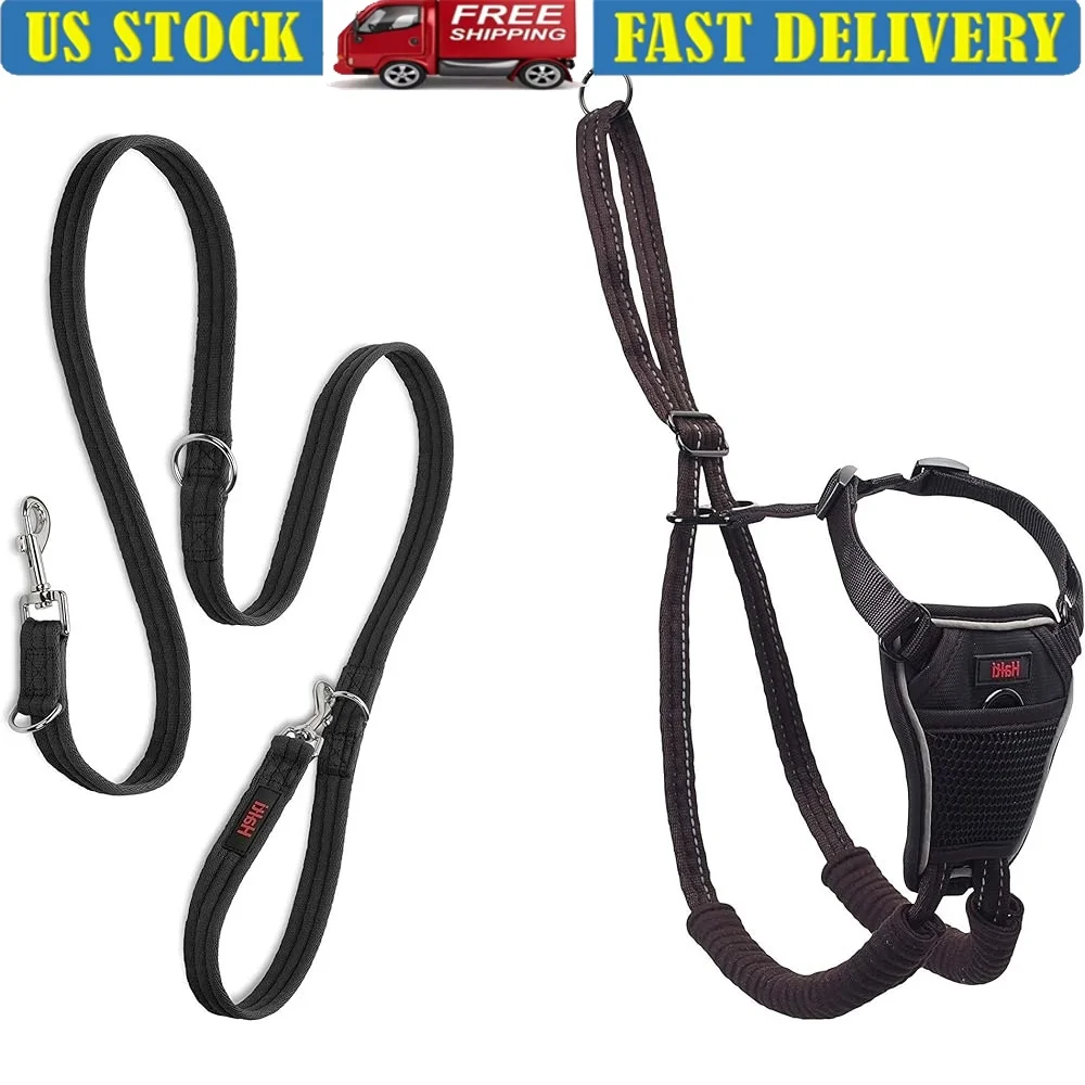 

No Pull Dog Harness and Adjustable Training Leash Combo Anti Pull Reflective Harness Comfortable Fit Multi Use Leash Walking