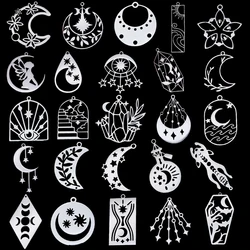 3PCS Trend Star Crescent ciondolo in acciaio inossidabile per gioielli che fanno orecchini fai da te connettore collana luna accessori artigianali